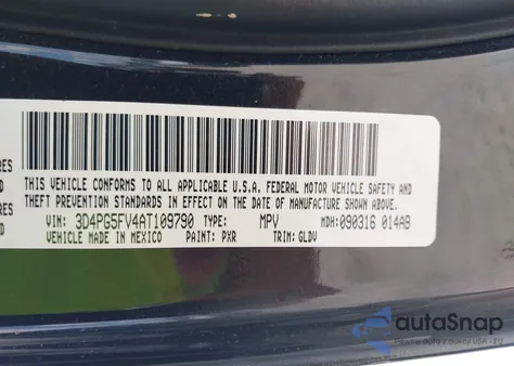 2010 Dodge Journey Sxt z USA, uszkodzony, nr VIN 3D4PG5FV4AT109790